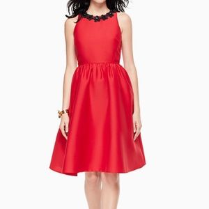 Kate Spade red dress, black flowers on collar